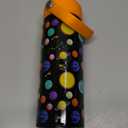 Choco Mocha Kids Water Bottle For School, Kids Insulated Space Water Bottle Stainless Steel, Boys 18Oz, Black & Orange