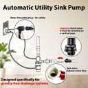 Automatic Utility Sink Pump 1/3 HP Directly Installed Under Sink, Gravity-free Drainage utility pumps for Laundry & Basement, Drain Screen, Check Valve and Ball Valve(115V)