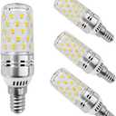E14 12W LED Candle Light Bulbs, AC85-265V,E14 Base,3000K Warm White,120w Halogen Light Equivalent Candelabra LED Bulbs for Chandelier Home Lighting,Pack of 4