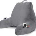 Nestl Reading Pillow with Shredded Memory Foam, Designed for Sitting Up in Bed and Couch, Back and Arms Adjustable Support for Adult & Teens Backrest Pillows for Reading, with Washable Cover Grey