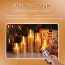 Gold Glass Flameless Candles with Remote Batteries, Flickering Slim LED Pillar Candles Home Table Decor Set of 5