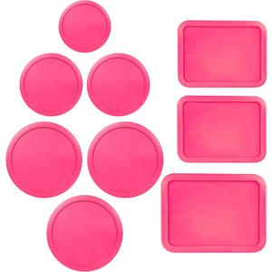 Replacement Lids for Pyrex Glass Food Storage Containers Rectangular (1) 1-Cup (2) 2-Cup (2) 4-Cup (1) 7-Cup (2) 3-Cup (1) 6-Cup Round Rectangle (Fuchsia)
