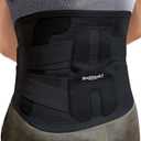 Lower Back Brace for Women Men, Adjustable Lumbar Support with Ergonomic Metal Stays for Work,Lifting,Drive,Fitness, Breathable Fabric Support Belt with 3D Pad, Black,Size XL,Waist 45"-52"