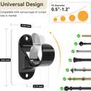 ANDGOO 10 Pack No Drill Curtain Rod Brackets, Renter Friendly Self Adhesive Curtain Rod Holders, Heavy Duty No Drilling Curtain Rod Hooks for Apartment Bedroom Bathroom Dorm Classroom Kitchen (Black)