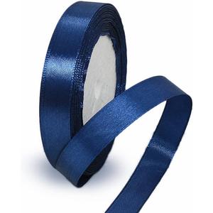 2 x Navy Blue Ribbon 5/8 Inch x 25 Yards, Solid Color Fabric Satin Ribbons for Gift Wrapping, DIY Crafts, Bridal Bouquets, Wreaths, Bows, Sewing Projects, Baby Shower and Wedding Party Decoration