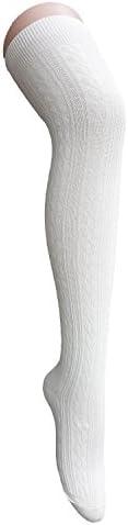 Century Star Women's Casual Athlete Striped Over Knee Thin Thigh High Tights Long Stocking Socks A 1 Pair Pure White One Size