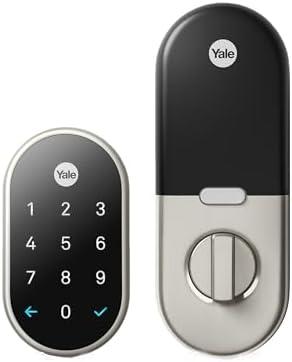 Google Nest x Yale Lock - Tamper-Proof Smart Lock for Keyless Entry - Keypad Deadbolt Lock for Front Door - Satin Nickel