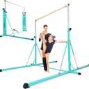 Gymnastics Bar, 5'10 Base length 45" to 71" Adjustable Horizontal Bar for Serious Training, 500 LBS Capacity, Professional Home Gym Equipment with Competition-Grade Beech-covered Fiberglass Bar