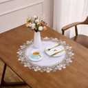 Natural Neutral Earth Tones Floral Lace White 23” Round placemats Doily Table Topper Dresser Scarf Place Mats (Set of 1, 23” Round)