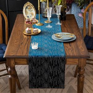 Luxurious Bling Bling Rhinestones Sparkly Glam Table Runner Solid Long Tablecloth Farmhouse Tea Table Runner Dresser Scarves Table Top Decor for Kitchen Dining Room Sapphire Blue
