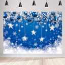 7x5ft Blue Christmas Backdrop Merry Xmas Winter Snowflake Photography Background Winter Birthday Party Baby Shower Backdrop X-321