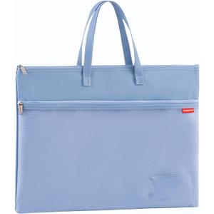 Pendancy Mesh Zipper Pouch A3 Size, Large Double Pocket Waterproof File Bag with Handle, 13x17 in Foldable Document Storage for Puzzle Project/Cross Stitch/Travel/OfficeAdvanced Blue