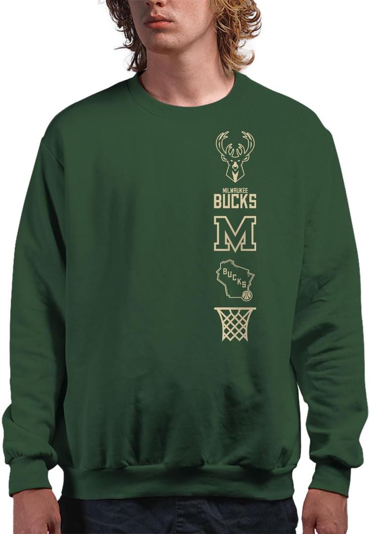 Junk Food NBA - Stacked Logo - Officially Licensed Adult Pullover Fleece Crew Neck for Men and Women (3X-Large)