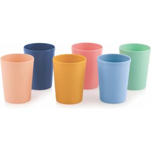 MASTERCOOK 6 Pcs. Small Reusable Cups 8 oz Unbreakable Drinking Glasses -Toddler Cups for Water, Juice, MilkBPA Free Stackable Tumblers Plastic Cup set for Kitchen, Picnics, Parties- Kid-Friendly