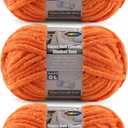 Velvet Chenille Yarn for Crocheting Super Bulky - 3 Skein of 200g/7oz - Ultra Soft Baby Blanket Chunky Plush Yarn for Knitting Amigurumi Crochet Thick Blankets (76.6 yds) (3, Orange)