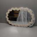 Bloomingville Wood Framed Scalloped Wall Mirror, Cream Color