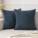 MIULEE Pack of 2 Corduroy Decorative Throw Pillow Covers 20x20 Inch Soft Boho Striped Pillow Covers Modern Farmhouse Home Decor for Sofa Living Room Couch Bed Coastal Blue