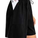 Women's Lounge Athletic Shorts with Pockets, 6.1" Sweat Shorts Women, Summer Casual Elastic Walking Running Shorts (Medium, Black)