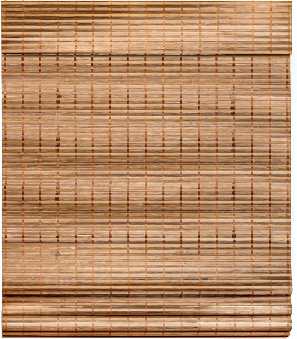 LazBlinds Cordless Bamboo Roman Shades, Light Filtering Window Treatment, Roll Up Bamboo Blinds for Windows, 45'' W x 60'' H