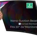 2-Pack 24 Inch Computer Privacy Screen Filter (21.3" × 12.0") for 16:9 Curved & Flat Monitors – Nano-Suction Bezel (Tape-Free Instant Install) – Anti-Glare, Blue Light Blocking, Washable