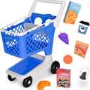 Let's Go Shopping Pretend Scan & Sort Shopping Cart, Sturdy Plastic, Includes Pretend Food, Blue Shopping Cart for Kids Age 2+
