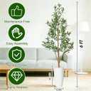 Timoo Faux Olive Tree 6Ft, Indoor Artificial Trees with Natural Wood Trunk and White Planter, Tall Fake Plants for Living Room, Bedroom and Office