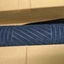 Smiry Half Circle Front Door Mat Outside Entrance, Heavy Duty Sturdy Natural Rubber Doormat, Trap Dirt and Moisture, Low Profile Mats for Indoor Outdoor Entry, Irregular Triangle (35x23, Navy Blue)