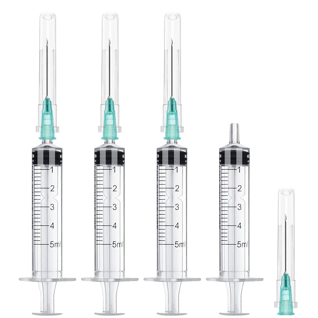 2 x 5ml Syring with Needle,21G 1.5 Inch Needle,25 Pack individually packaged