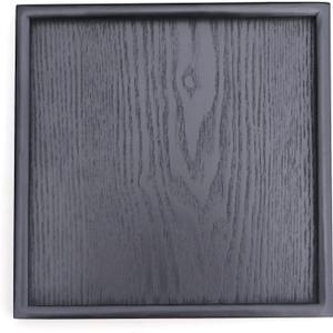 Solid Wood Serving Tray, Square Non-Slip Tea Coffee Snack Plate, Serving Tray with Raised Edges, for Home Kitchen Restaurant (9.5" x 9.5" x 0.8", Black)