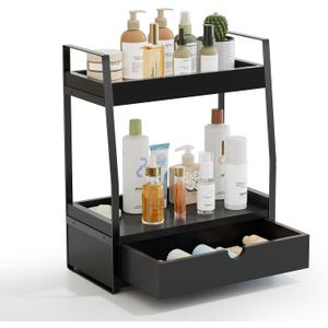 2-Tier Bathroom Organizer Countertop, Bathroom Sink Organizer Countertop, Vanity, Counter Shelf, Black