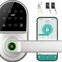 Leydebong Smart Door Handle Lock with Keypad, Fingerprint Smart Knob - Electronic Lock with Code, IC Card, App Control for Front, Interior, Exterior & Bedroom Door - DIY Installation