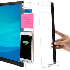 Office Desk Accessories 2pcs Computer Monitor Memo Board Multifunction Message Board Transparent Creative Monitor Side Panel with Sticky Note Holder Phone Holder Suitable for Office Home Work Desk, 0.98 inches x 3.15 inches