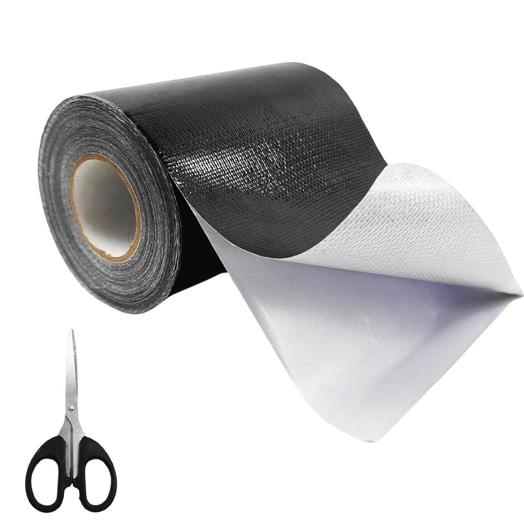 4.5Inch  40FT RV Awning Repair Tape with Scissors, Outdoor Heavy Duty Repair Tape for Tarp, Tent, Boat Cover, Canvas, Sail Tape, Waterproof, UVproof and Heat-Resistant Tear Repair Pctch Kit (Black)