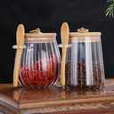 21oz Glass Container with Bamboo Lid and Spoon,Glass Bowl Glass Jar for Sugar Coffee Bar Accessories(C), Transparent