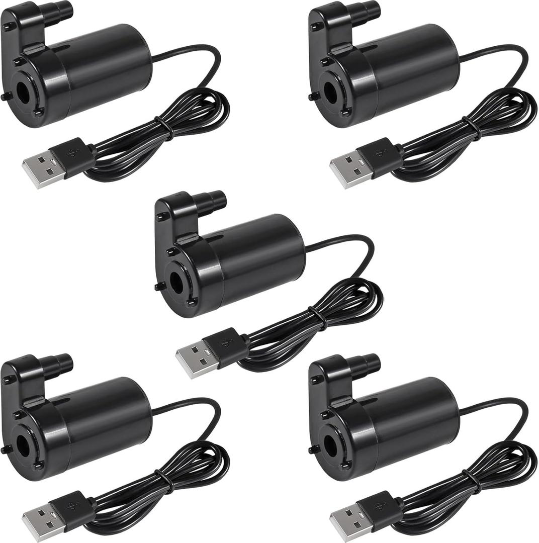5PCS USB water pump,DC 3-5V USB Micro Submersible Mini Low Noise Brushless Water Pump for Aquariums Fish Tank Pond Fountain Hydroponics Garden