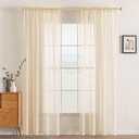 MIULEE 2 Panels Solid Color Sheer Window Curtains Elegant Window Voile Panels/Drapes/Treatment for Bedroom Living Room (54 X 84 Inches Cream Beige)