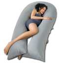  Extra Long U Shaped Body Pillow, Cooling Pregnancy Pillows for Sleeping, 65 Inch Full Body Support Maternity Pillow for Adults, Support for Back, Hip, Legs for Pregnant Women, Grey