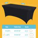 Niuara 4-Pack Black Spandex Tablecloths 72"x30"x30" Stretch Fitted Table Covers for 6ft Rectangle Folding Tables, Wrinkle-Resistant Tablecloth for Wedding, Banquet & Outdoor Events