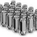 24pcs M14x1.5 Lug Nuts for Silverado Suburban Sierra 1500 Tahoe Yukon Escalade ESV, 1.78 inch Closed End Bulge Acorn Chrome Lug Nuts Replacement 19mm Hex One-Piece Wheel Lug Nut