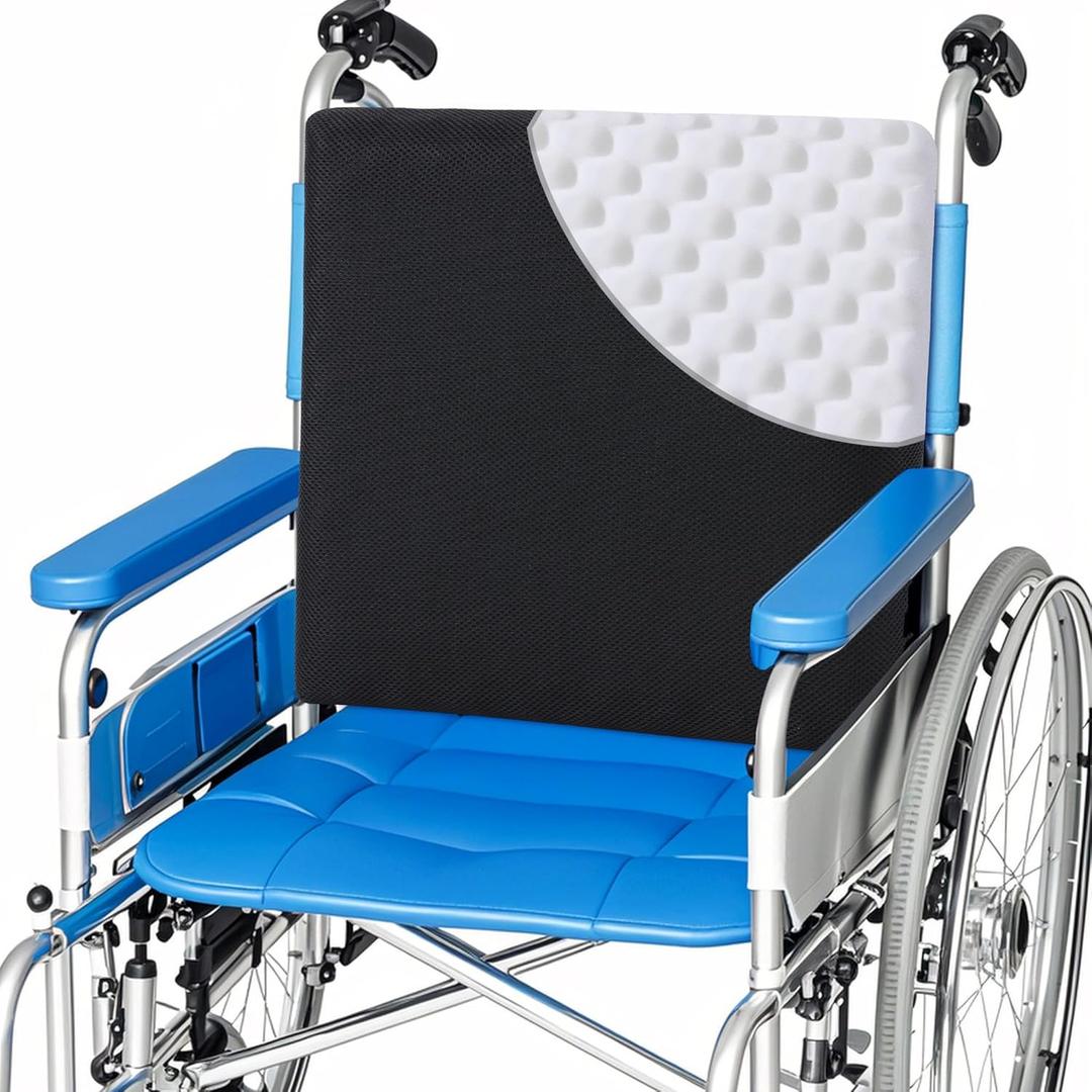 MABOZOO Wheelchair Back Cushion, 18"x17"x2.4" Lumbar Support Pillow for Wheelchair Removable Washable Provide Support Relieve Pain