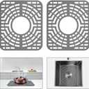 Snuggery 2PCS Silicone Sink Protector 12"x14" Center Drain Hole, Heat Resistant Non-slip Dishwasher Suitable,Mat for Bottom of Farmhouse Kitchen Stainless Steel Sink(Grey)