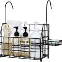 Large Rustproof Shower Caddy Hanging, 304 Stainless Steel Hanging Shower Organizer Basket for Bathroom & Bathtub, Over the Rod Shower Rack for Shampoo, Conditioner, Soap & Bath Accessories(Black)