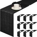 Sugargirl 10 Packs 12 x 72 inches Sequin Table Runner, Glitter Black Table Runner for Birthday Party Supplies Wedding Holiday Celebration Event Decorations