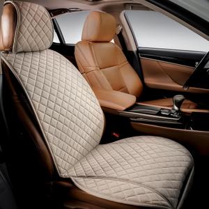 IVICY Faux Linen Front Car Seat Cover Durable, Non-Slip Seat Protector for Cars 1 Unit, Light Beige