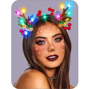 Catery Light Up Christmas Headbands Reindeer Antlers Headband Christmas Hair Accessories for Women