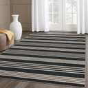 Lahome Elance Striped Easy Jute Outdoor Patio Rug, Washable 5x7 Area Rugs for Living Room Office Indoor Outdoor Carpet, Farmhouse Non Shedding Stain Resistance Carpet for Dining Room Backyard Deck
