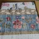 GarveeHome 8x10 Washable Floral Distressed Rug, Vintage Farmhouse Area Rug for Living Room, Non-Slip Low Pile Soft Carpet for Nursery Bedroom Dining Room Home Office, Light Blue