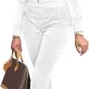 Women Velour Sweat Suits 2 Piece Outfits Tracksuits Long Sleeve Zip Up Jacket Flare Pants Cute Casual Matching Suit (Medium, White)