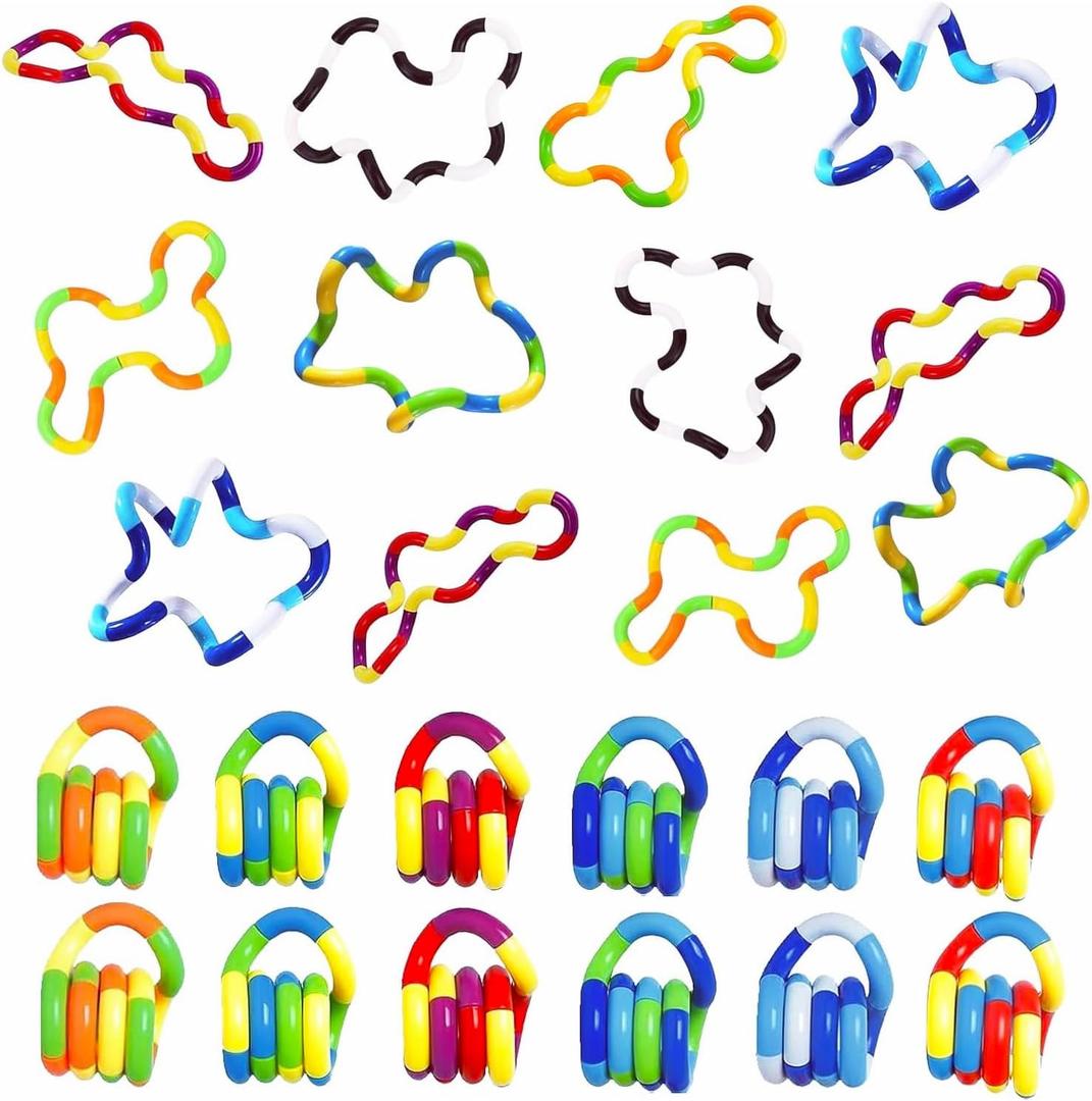 24PCS Quiet Twisty Fidget Toys Squeeze, Twist, and Spin Multicolored Sensory Toys for Kids and Adults, Stress Relief Toys & Educational Tools for Classroom,Alternative Gifts (Random Color)