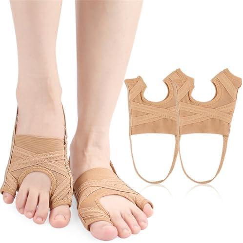 Bunion Corrector, Adjustable Big Toe and Tail Toe Separator Orthopedic Bunion Splint Brace, Hammer Toes Straightener Bunions Relief, Breathable Bunion Socks Sleeves for Women Men, Day Night Support (S)